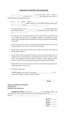 affidavit of support abu dhabi|Affidavid of Support and Guarantee .